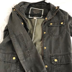 JCrew utility jacket. Green with gold buttons. Size XS